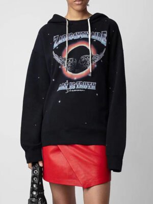 Rainbow Wings White Ink Digital Print Women's Hooded Sweatshirt-DH-ZV-111