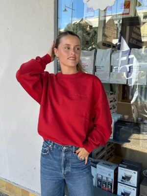 Red New Year Red Long Sleeve Round Neck Sweatshirts-SPF-225