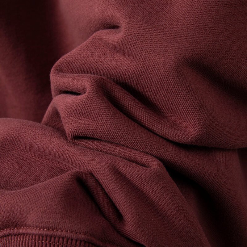 Burgundy Classic Letter Print Dyed Distressed Washed Women's Hooded Sweatshirt-ABS2403RED - 图片 7