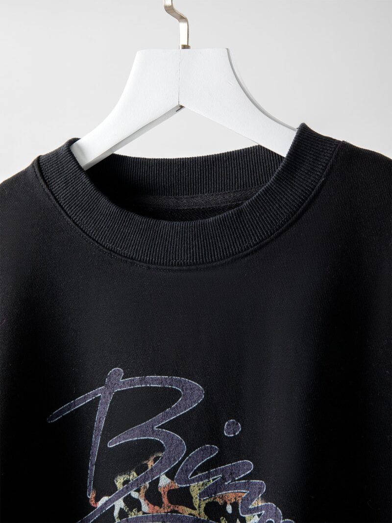 Tiger Head White Ink Digital Print Washed and Fried Color Distressed Women's Sweatshirt-ABS2415BK - 图片 4