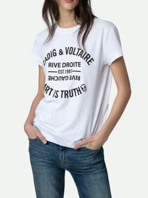 Classic Letter Printed Cotton Women's Short Sleeve T-Shirt-DH-ZV-141