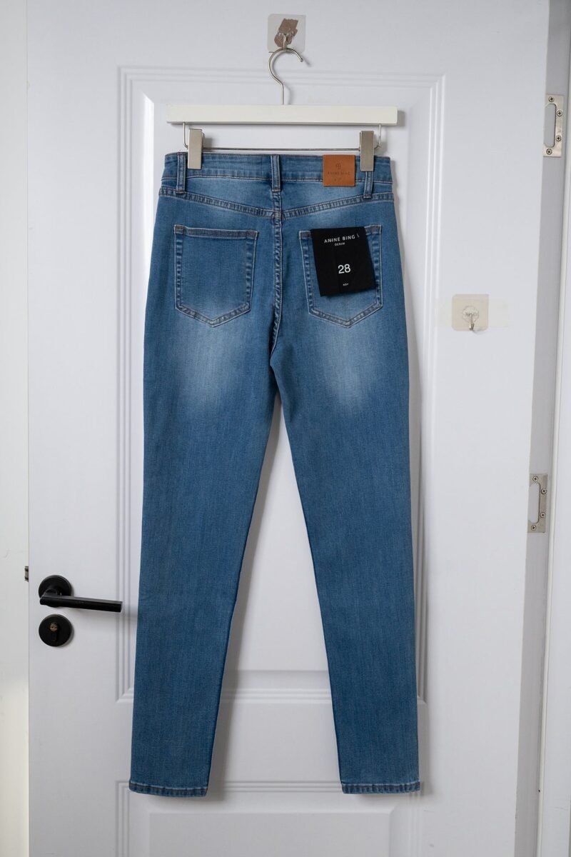 Mid-rise Washed Blue Stretch Women's Jeans Trousers-ABP3018BL - 图片 3