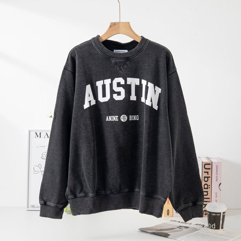 Letter Printed Light Green Round Neck Long Sleeve Women's Sweatshirt-ABS2416LD - 图片 32