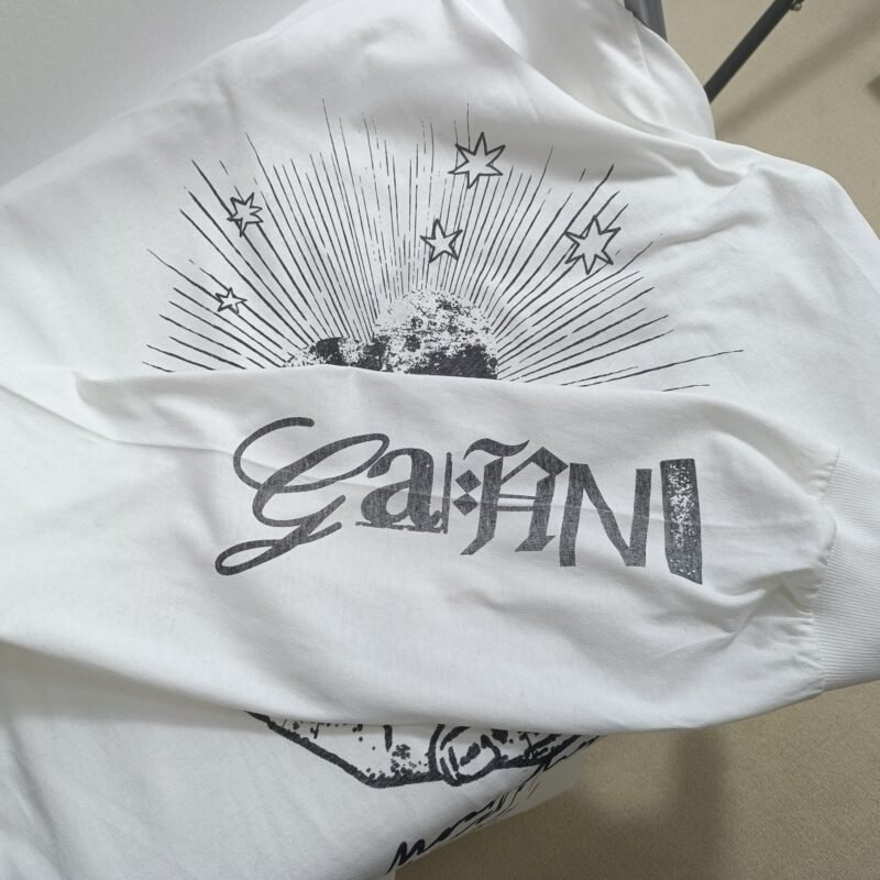 White Letter Embroidery Knot Printed Cotton Long Sleeve T-shirt Women-GN29 - 图片 12