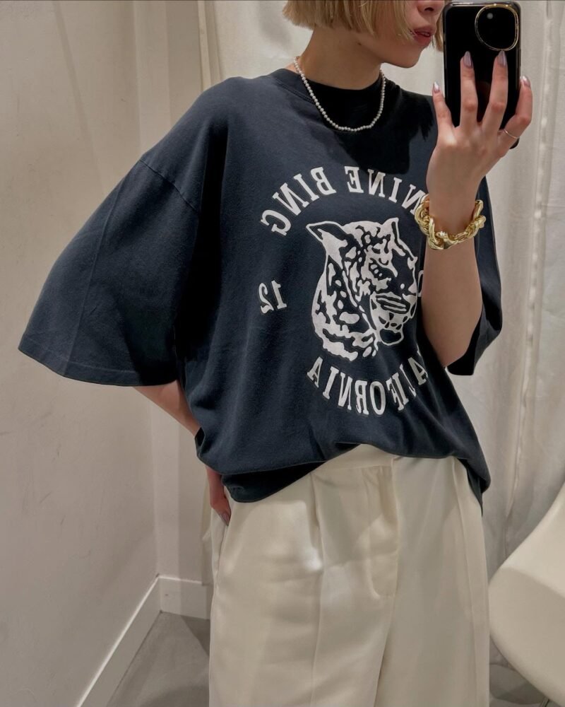 Tiger Head Letter Print Black Cotton Ladies' Short-sleeved T-shirt-SPF-229