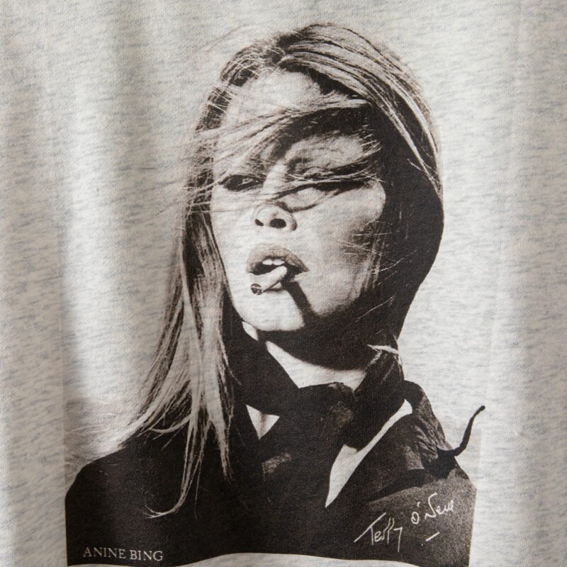 Women's Head Portrait Print Sweatshirt Round Neck Long Sleeve Pullover-ABS2439GY - 图片 5