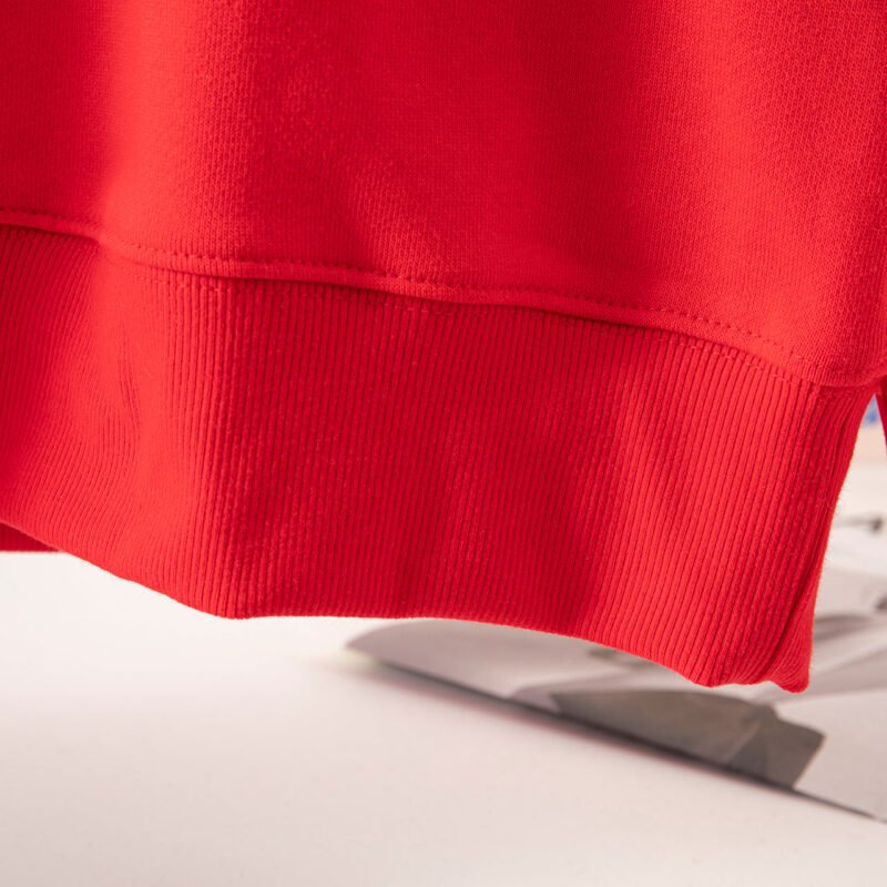 Letter Embroidery Loose Red Cotton Fleece Women's Sweatshirt Long Sleeve Round Neck Pullover-ABS2414RED - 图片 7