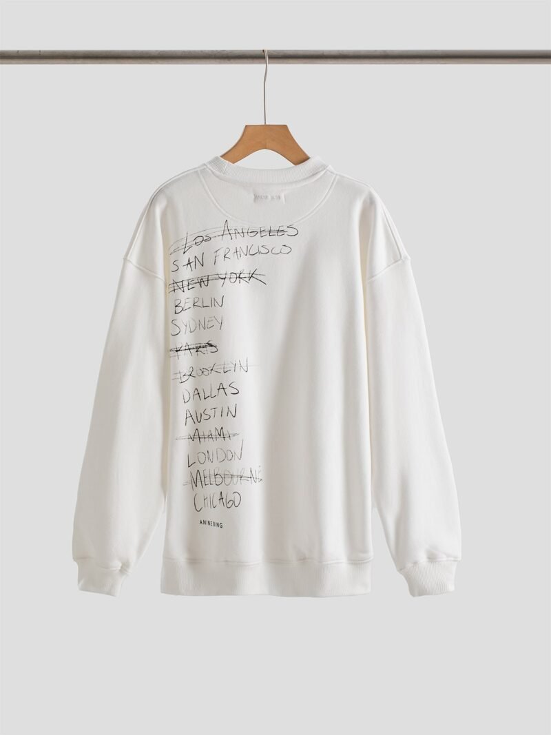 Graffiti Print Plush White Women's Crew Neck Sweatshirt-ABS2487WT - 图片 4