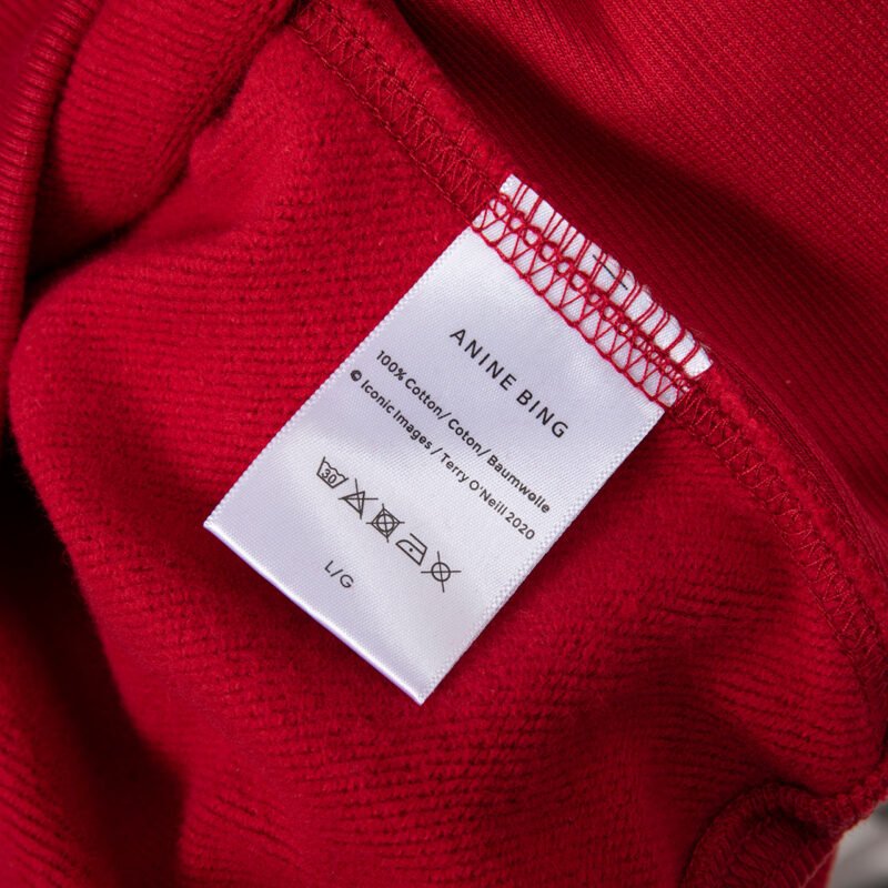 Classic Letter Print Lining Loose Red Women's Sweatshirtr-ABS2423RED - 图片 8