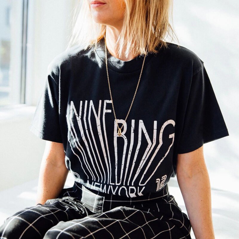 2025 Classic Letter Printed Washed Distressed Women's Short Sleeve T-shirt-ABC03BK - 图片 2