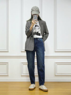 High-waisted Blue Elastic Skinny Women's Ankle-length Jeans-ABP3010BL