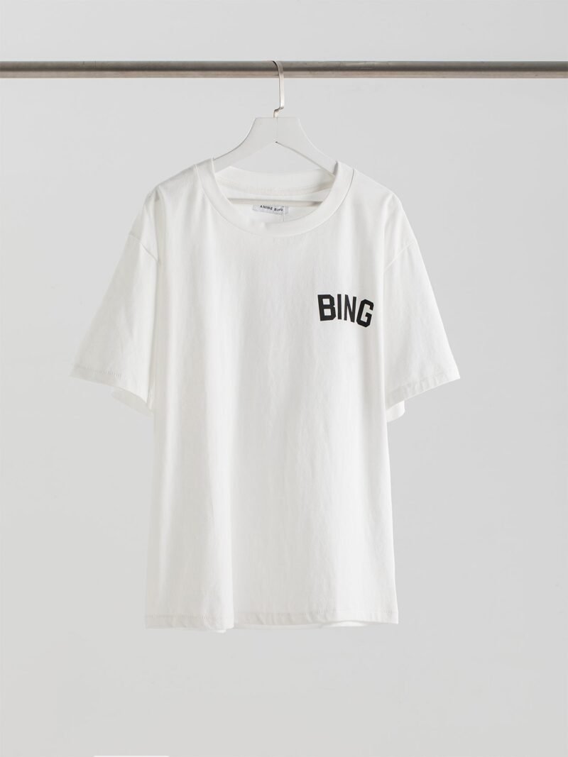 Summer Letter BING Back Star Print Cotton White Women's Short-sleeved T-shirt-ABT50WT - 图片 3