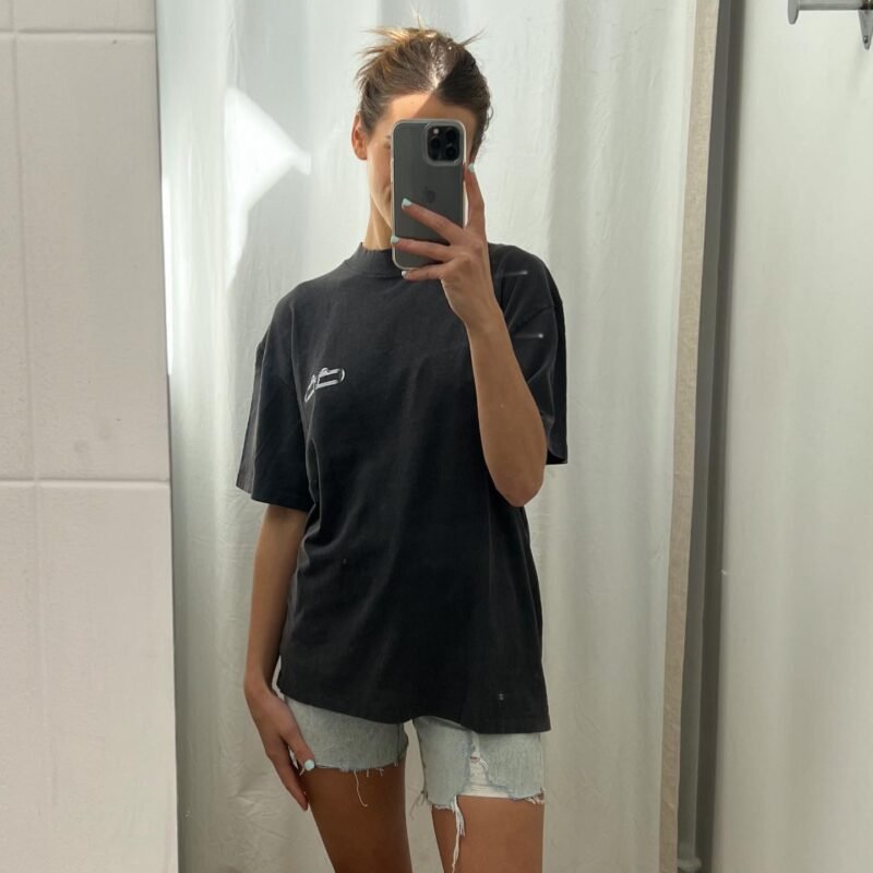Snake Button Print Washed Faded Women's Short Sleeve T-Shirt-ABT35BK - 图片 2