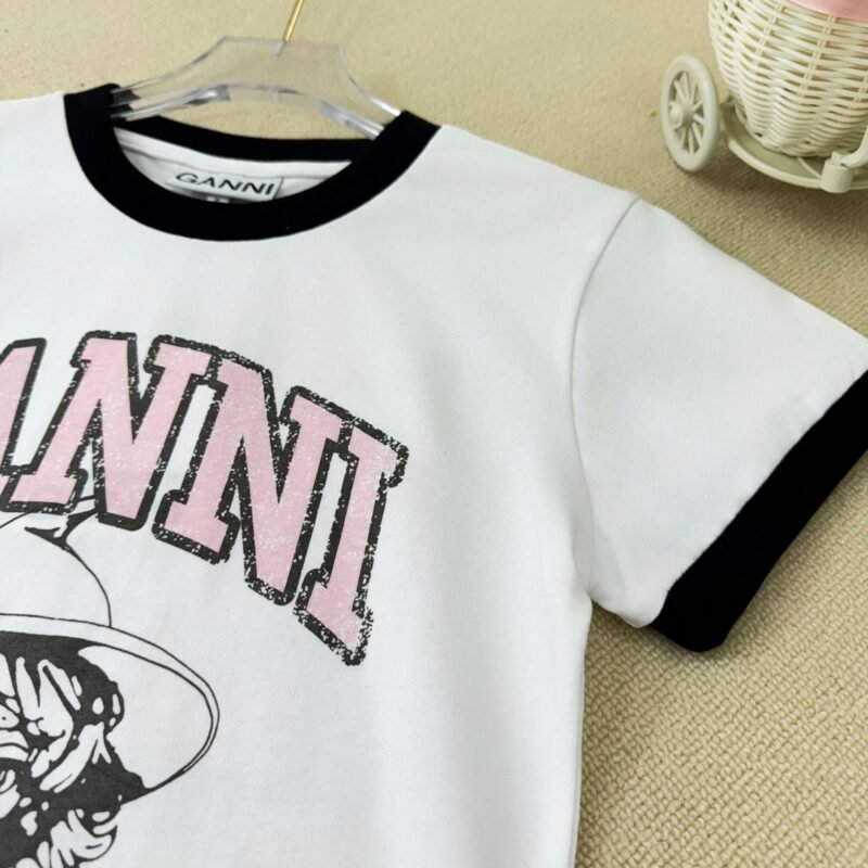 Girl Graphic Printed Cotton Slim T-shirt Women Contrast Crew Neck Short Sleeve Fashion White T-shirts-GN17 - 图片 8