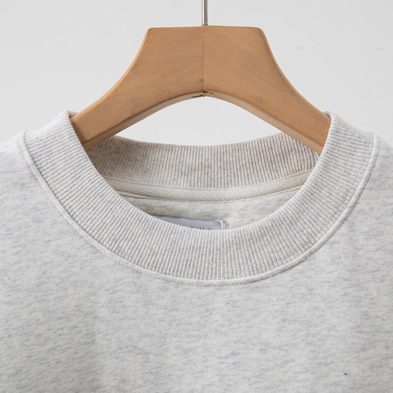 Autumn and Winter Classic Letter Print White and Gray Lining Fleece Round Neck Women's Sweatshirt-ABS2436GY - 图片 5