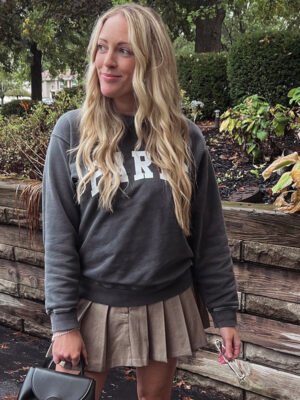 Black Round Neck Cotton Sweatshirt PARIS Print Pullover Tops-ABS2409BK