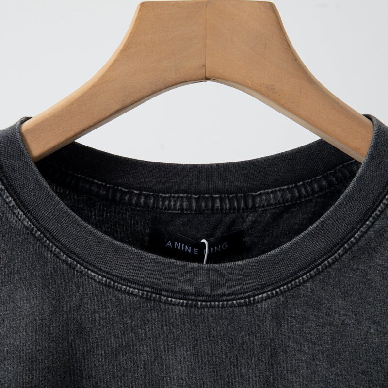 Retro Black Short-sleeved T-shirt with Star Motorcycle Print Pullovers-ABT41BK - 图片 4