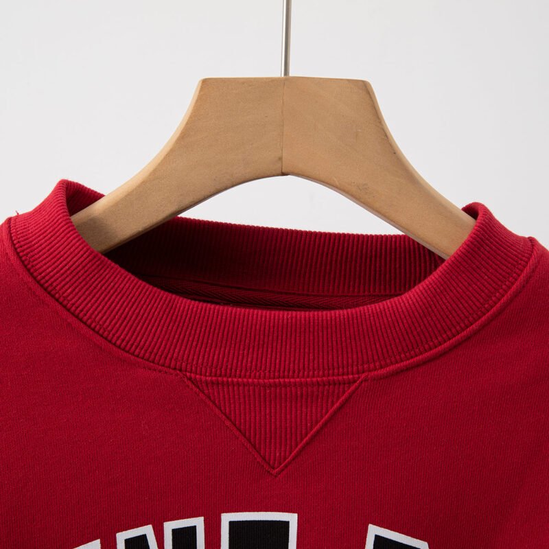 Classic Letter Print Lining Loose Red Women's Sweatshirtr-ABS2423RED - 图片 3