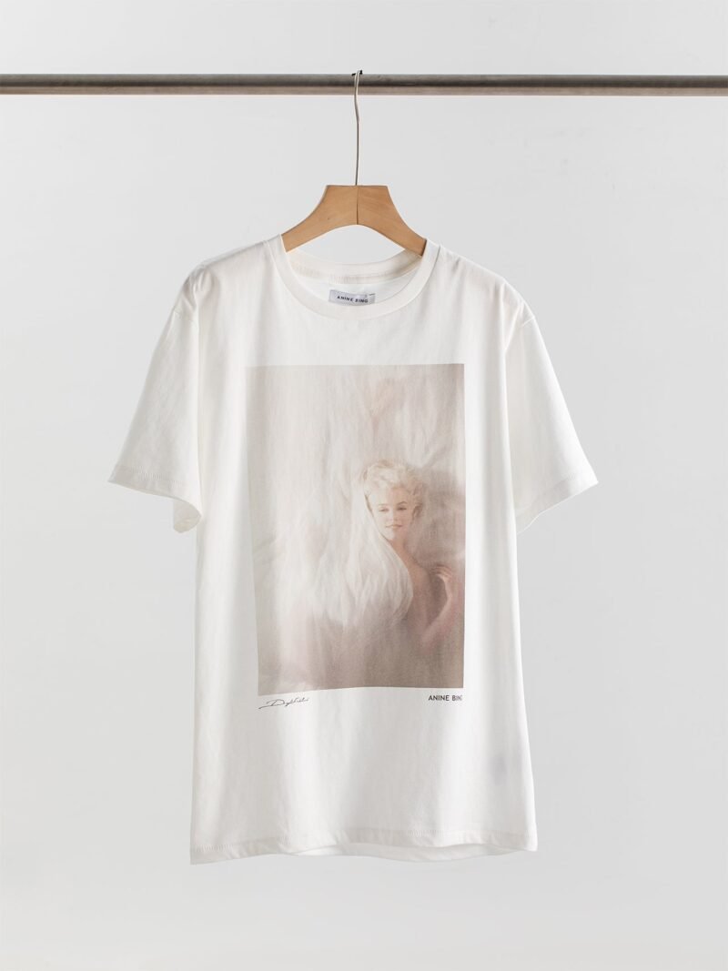 Marilyn Monroe Digital Print Cotton White Women's Short-sleeved T-shirt-ABT51WT - 图片 2