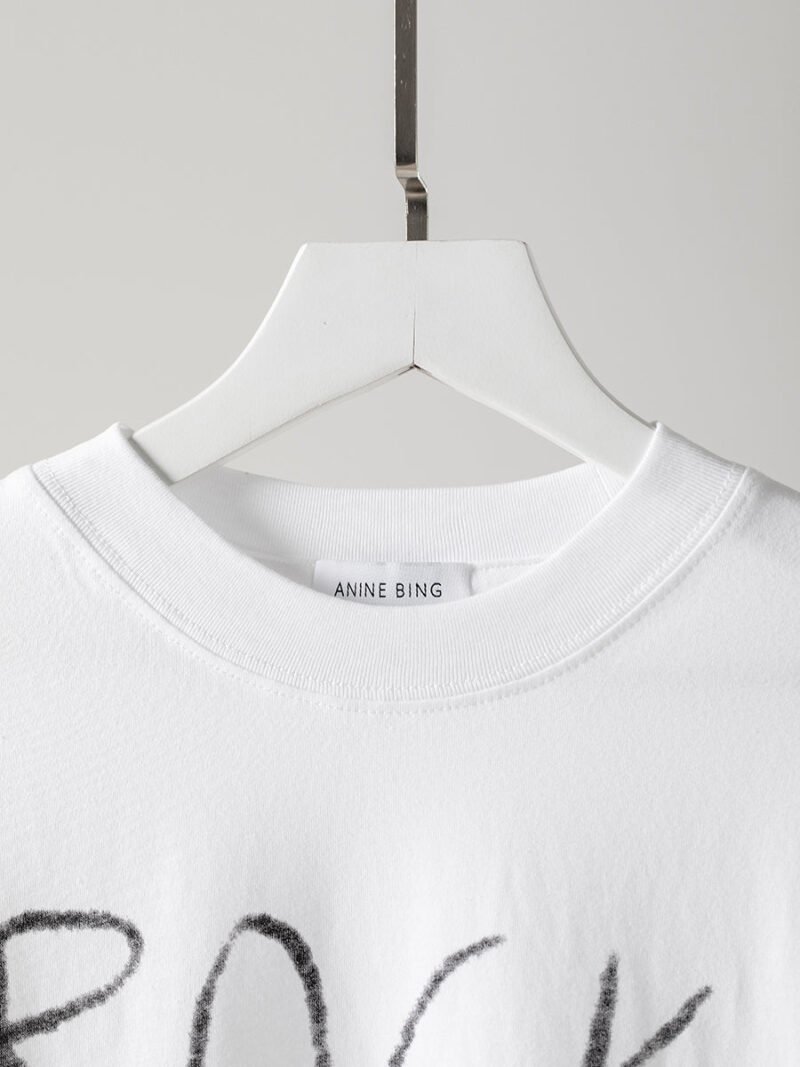Letter Graffiti Watercolor Print Loose Cotton Women's White Short Sleeve T-shirt-ABT38WT - 图片 7