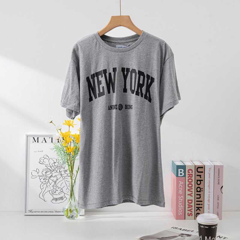 Black London Letter Print Sleeve Logo Embroidery Cotton Women's Short-sleeved T-shirt-ABT08BK - 图片 11