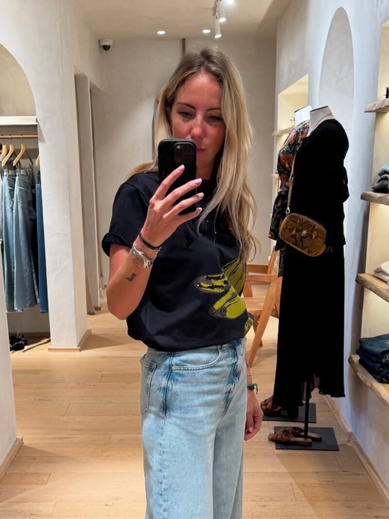 Diamonds Letter Fruit Printed T-shirt Cotton Crew Neck Short Sleeve Black T-shirts Women-GN18 - 图片 2