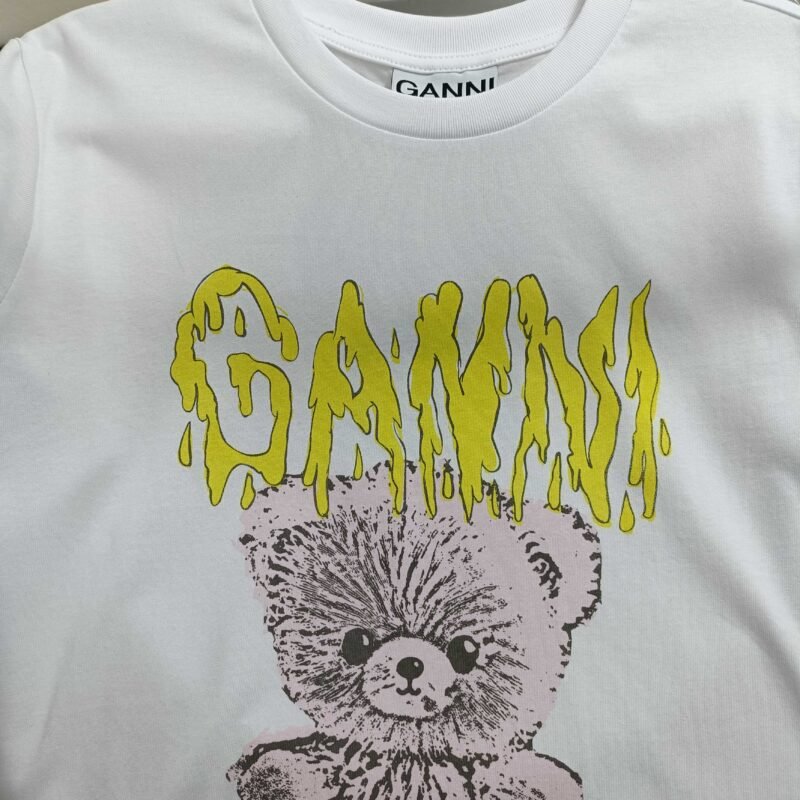 Little Bear Graphic Letter Printed White T-shirt Women Summer Cotton Casual Round Neck Fashion Short Sleeve T-shirts-GN10 - 图片 8