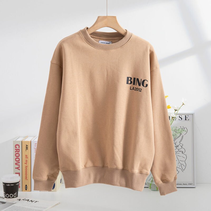 Pink Letter Printed Fleece Round Neck Women's Loose Plush Sweatshirt-ABS2455PK - 图片 17