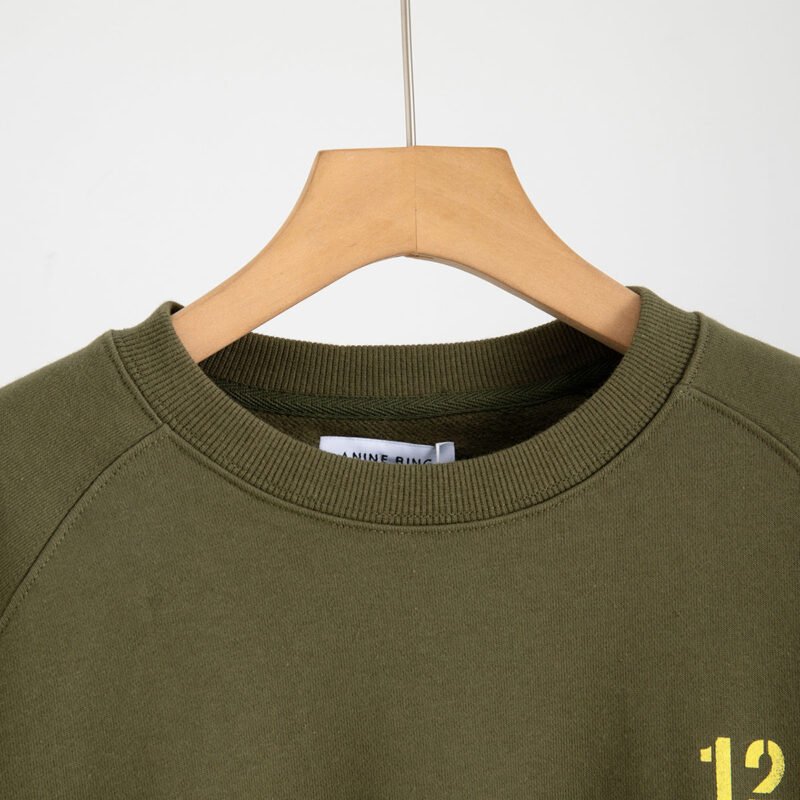 Army Green Letter Print Loose Fleece Women's Sweatshirt-ABS2457GN - 图片 4