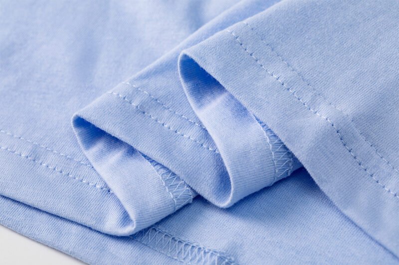 Blue Letter Print Classic Cotton Short Sleeve T-shirt-GN61 - 图片 12