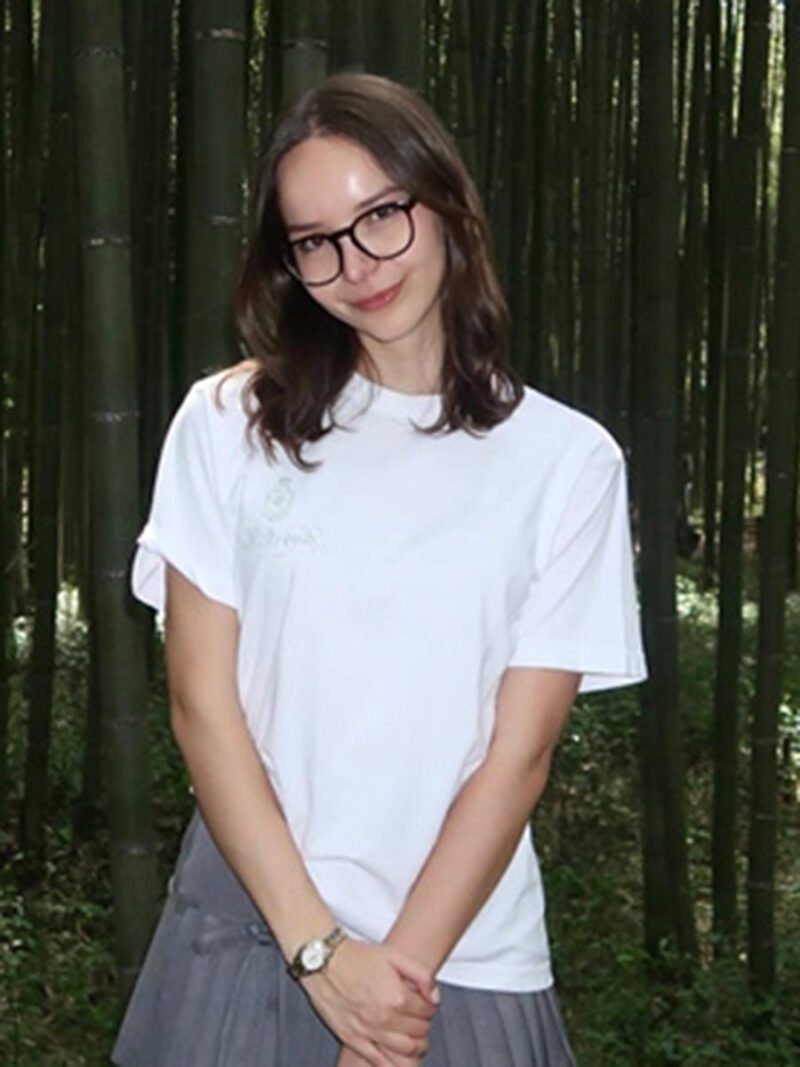 Logo Letter Print White Cotton Women's Short Sleeve T-shirt-GN44 - 图片 3