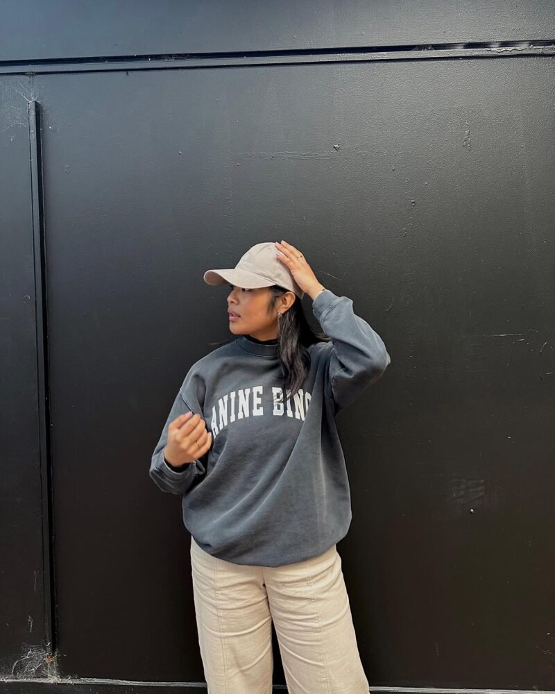 Autumn and Winter Black and Gray Classic Letter Printing Fried Color Washed Fried Snowflake Loose Women's Sweatshirt-ABS2410 - 图片 15
