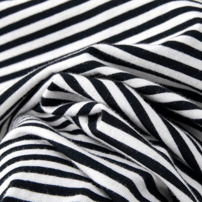Women's Cotton Round Neck Long Sleeve T-shirt with Striped Logo Embroidery-ABT01stri - 图片 11
