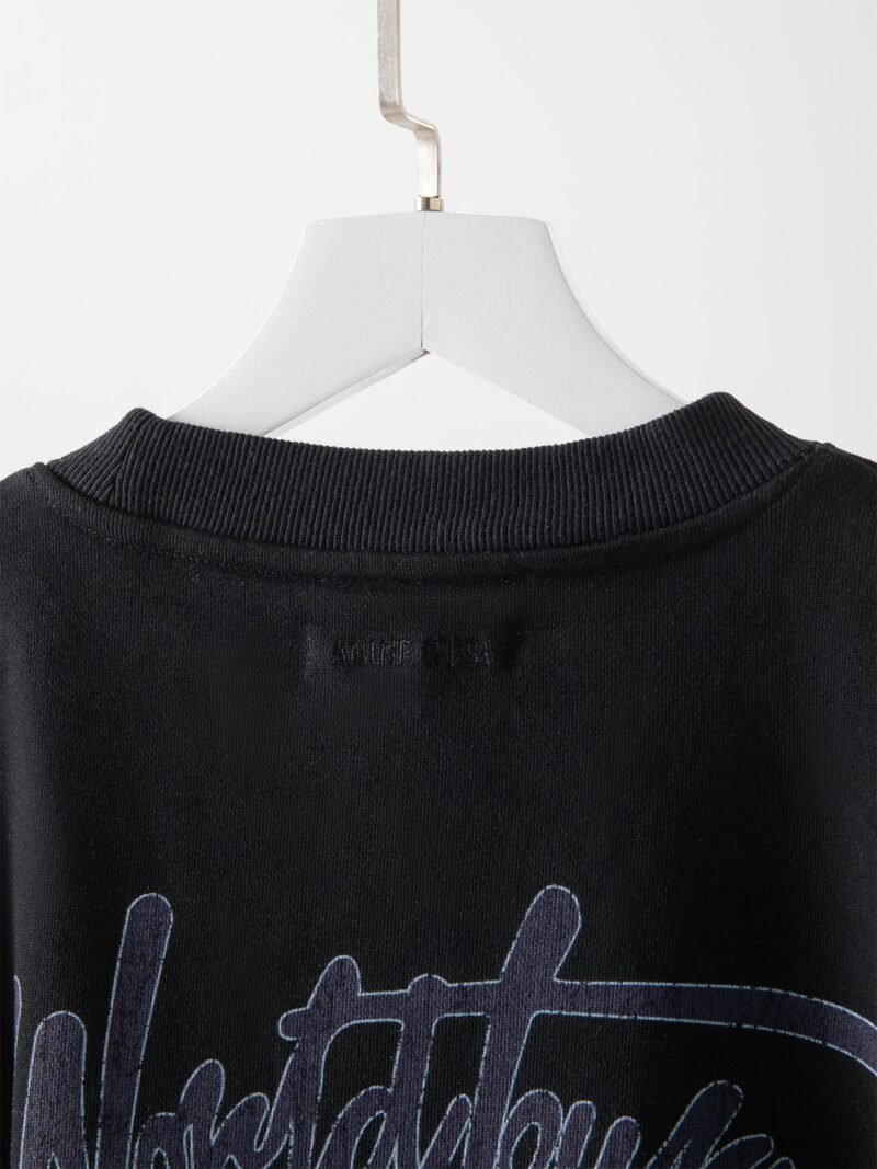 Tiger Head White Ink Digital Print Washed and Fried Color Distressed Women's Sweatshirt-ABS2415BK - 图片 9