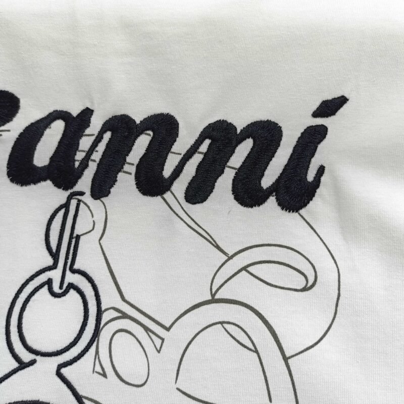 White Letter Embroidery Knot Printed Cotton Long Sleeve T-shirt Women-GN29 - 图片 8