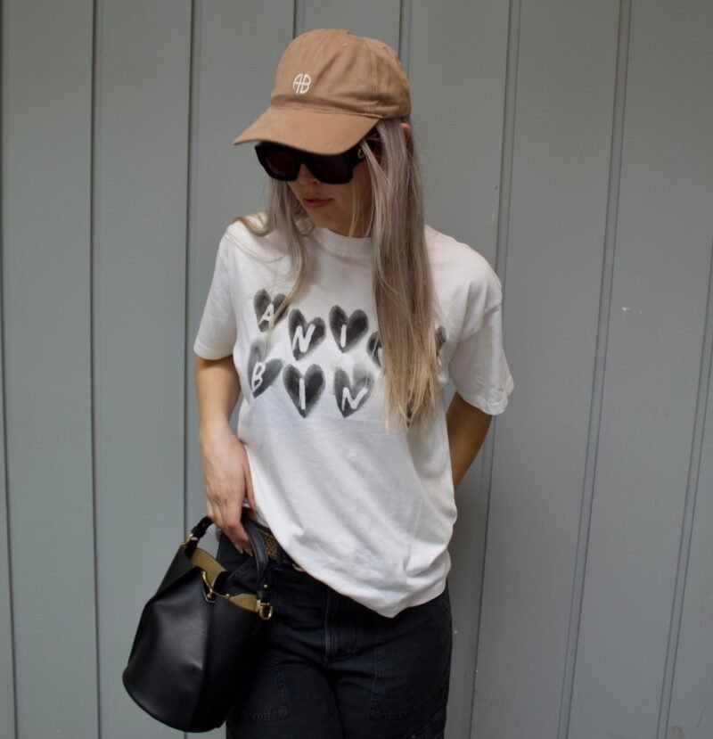 Letter Heart Print White Cotton Women's Short-sleeved T-shirt-ABC23WT