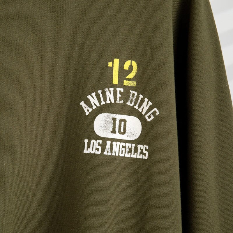 Army Green Letter Print Loose Fleece Women's Sweatshirt-ABS2457GN - 图片 5