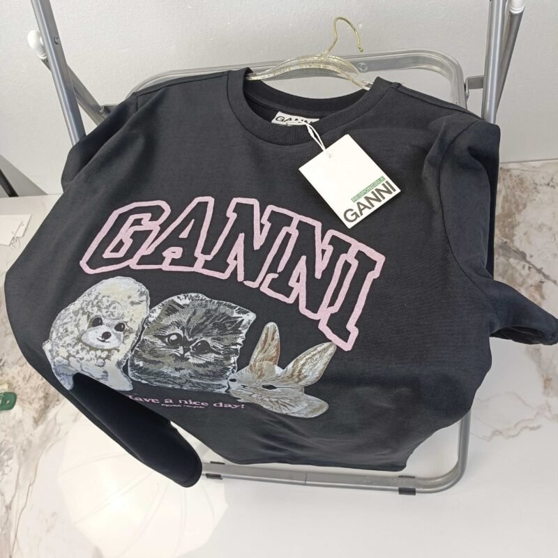 Animals Printed Letter White T-shirt Women Cotton Casual Short Sleeve Tops-GN23 - 图片 17