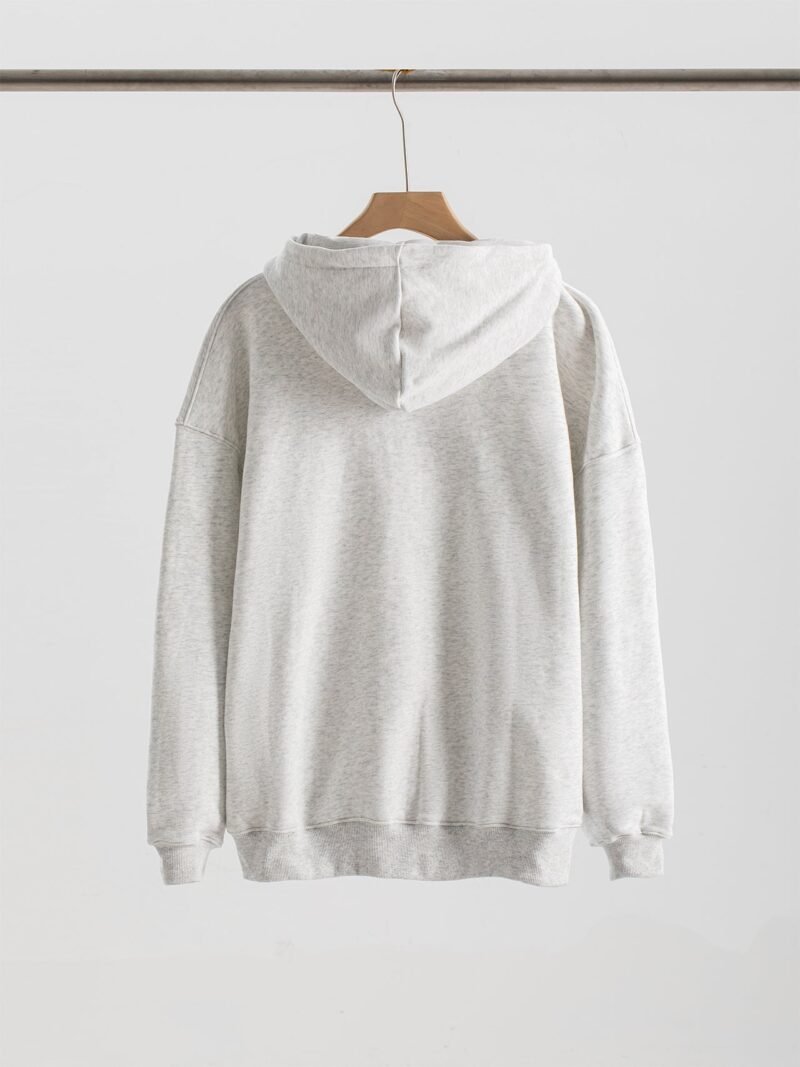 Autumn and Winter Front Printed White Edge Classic Letter Print Sports Women's Hooded Fleece Sweatshirt-ABS2486GY - 图片 5