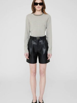 Autumn Light Green Striped Logo Embroidery Women's Loose Long-sleeved T-shirt-ABC12GNstrip