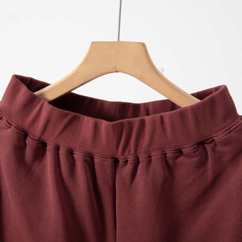 Burgundy Classic Logo Print Trouser Legs Split Elastic Waist Cotton Sweatpants Trousers for Women-ABP07RED - 图片 3