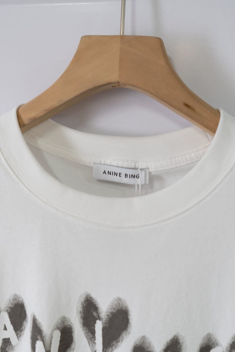 Letter Heart Print White Cotton Women's Short-sleeved T-shirt-ABC23WT - 图片 3