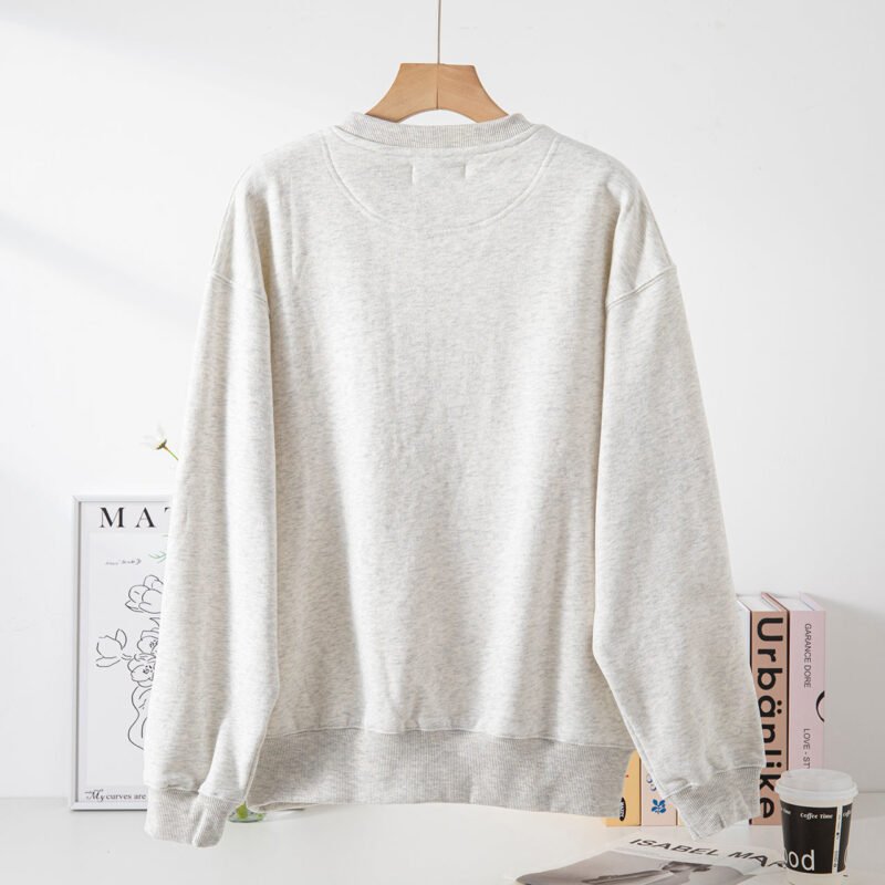 Women's Head Portrait Print Sweatshirt Round Neck Long Sleeve Pullover-ABS2439GY - 图片 3