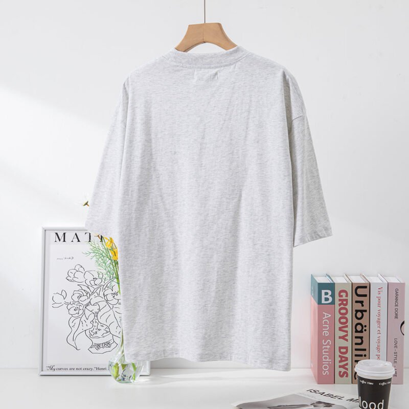 Classic Letter Printed Cotton Loose Off-White Women's Short-Sleeved T-Shirt ABT03GY - 图片 5