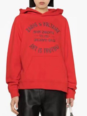 Gold and Silver Embroidery Red Women's Hooded Sweatshirt-DH-ZV-108