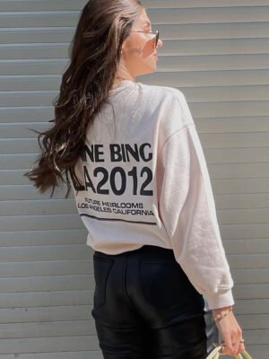 Pink Letter Printed Fleece Round Neck Women's Loose Plush Sweatshirt-ABS2455PK