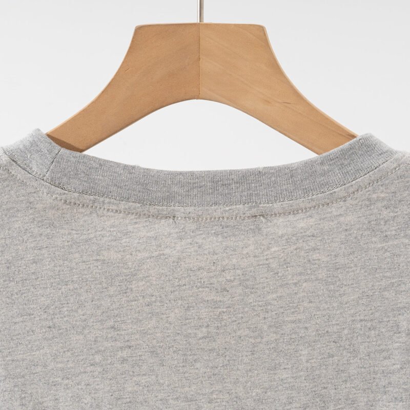 Letter Printed Grey Cotton Women's Round Neck Short Sleeve T-Shirt-ABS2498GY - 图片 11