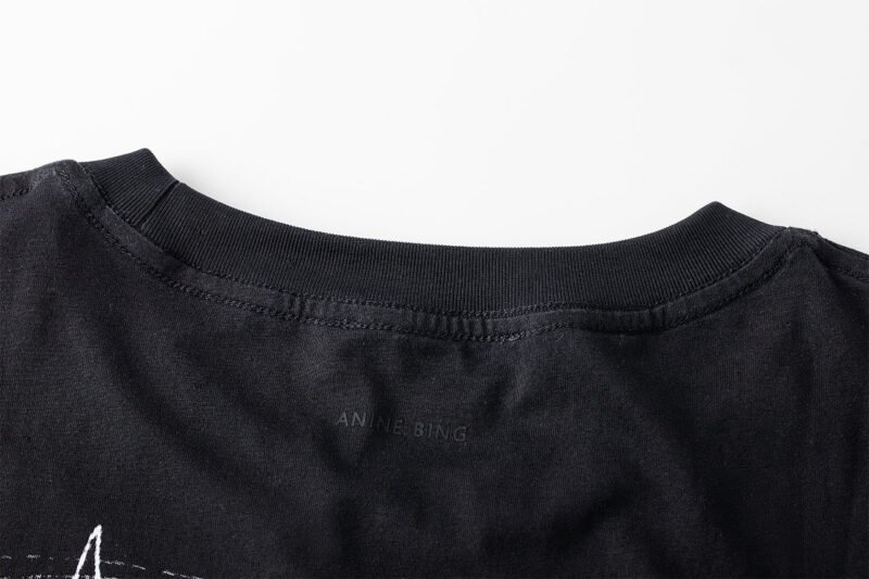 Letter Printed Washed Black and Gray Distressed Women's Short Sleeve T-Shirt-ABT49BK - 图片 9