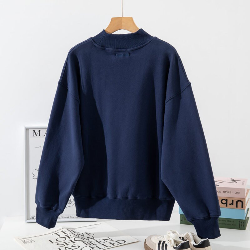 Black Brown Printed Fleece High Collar Loose Women's Sweatshirt-ABS2505BK - 图片 23