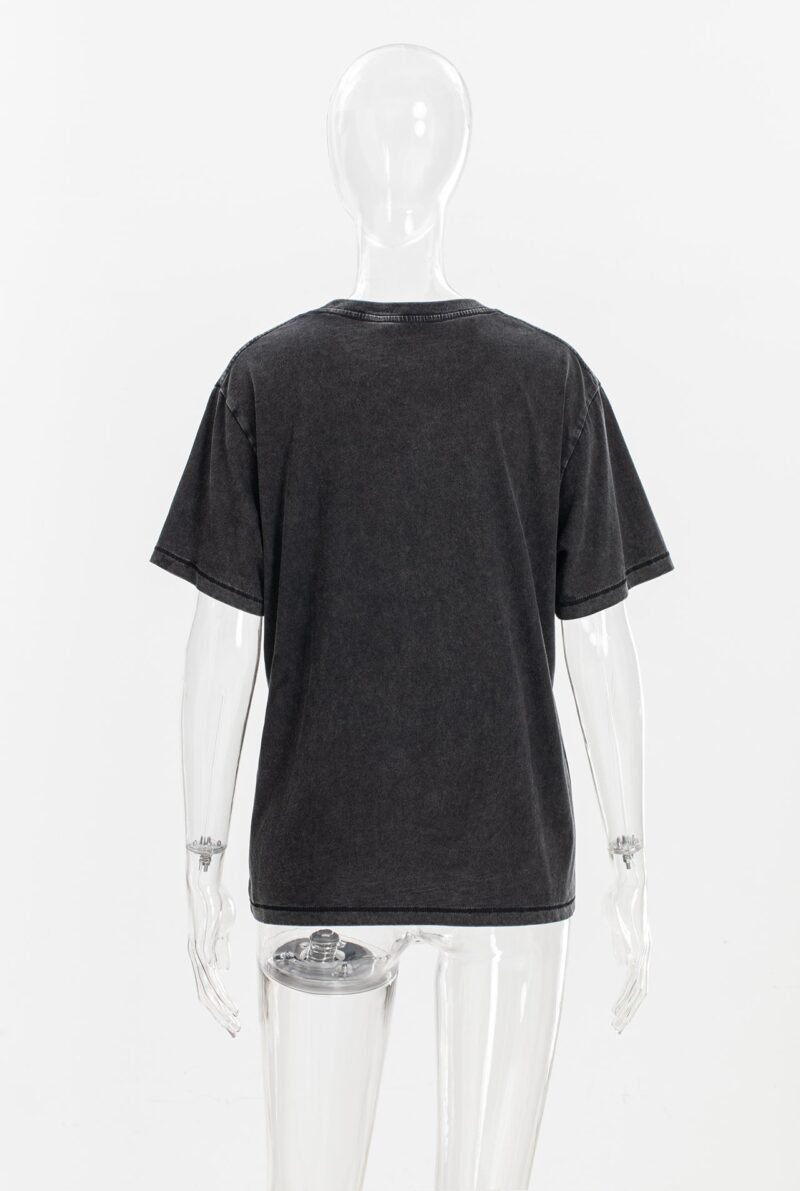 White Leopard Letter Print Black and Gray Women's Short-sleeved T-shirt-ABT47BKS - 图片 5